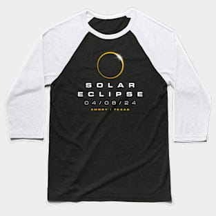 Wos 2024 Emory Texas Solar Eclipse Baseball T-Shirt